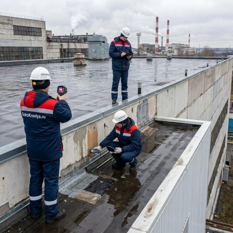 Обследование плоской кровли и поиск протечек